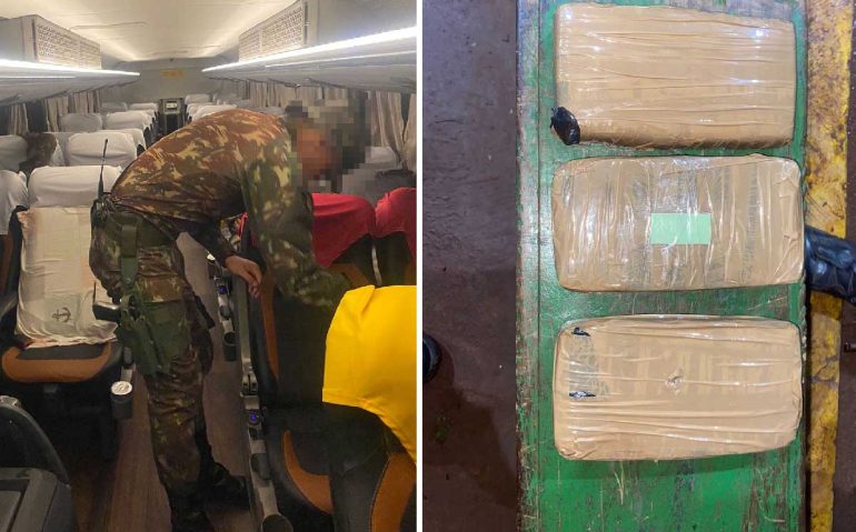 cocaina apreendida em ônibus em Corumbá