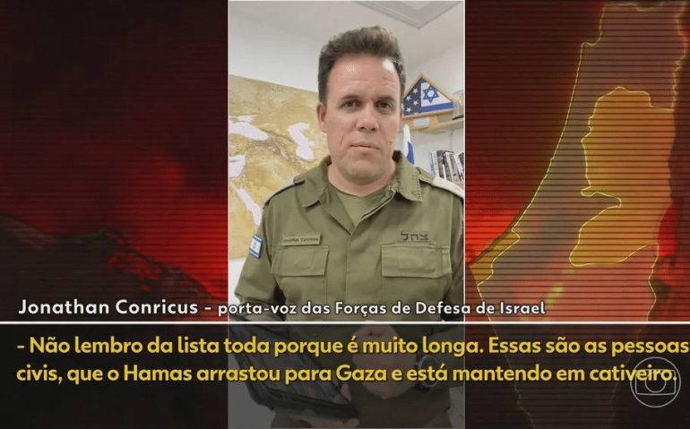 Porta-voz das Forças de Defesa de Israel, Jonathan Conricus — Foto: JN