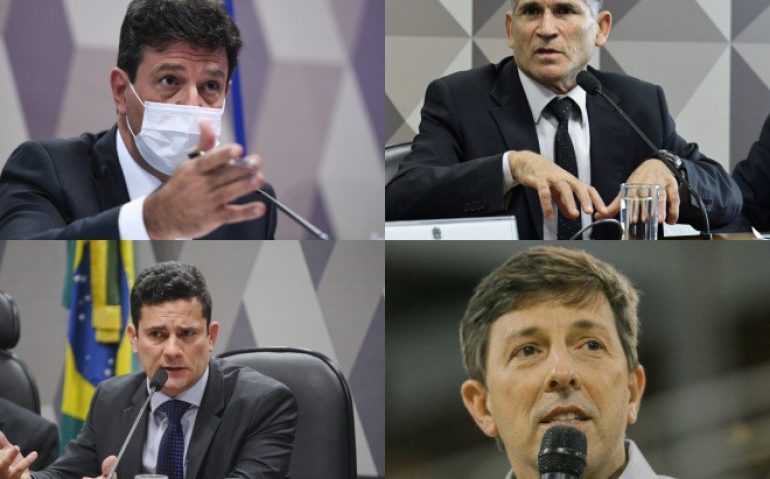 Mandetta, Santos Cruz, Moro e Amoedo | Montagem com fotos de Marcos Oliveira, Geraldo Magela, Edilson Rodrigues/Agência Senado e reprodução do Facebook