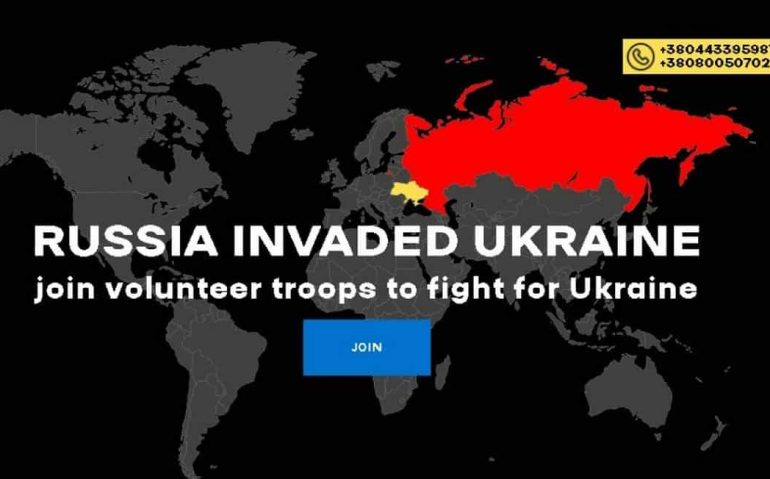 Site do governo ucraniano convida voluntários estrangeiros para ajudar na defesa do país Foto: Reprodução